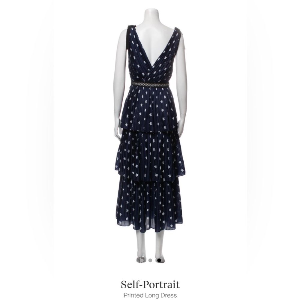 Self-portrait ruffle star printed blue dress